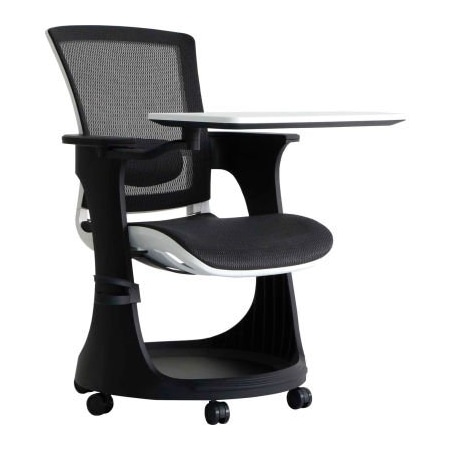 Raynor Marketing Ltd. Eurotech Mesh Chair on Casters with Table Arm - Black/White - Eduskate Series SKTRN-WHBLK-W09-01